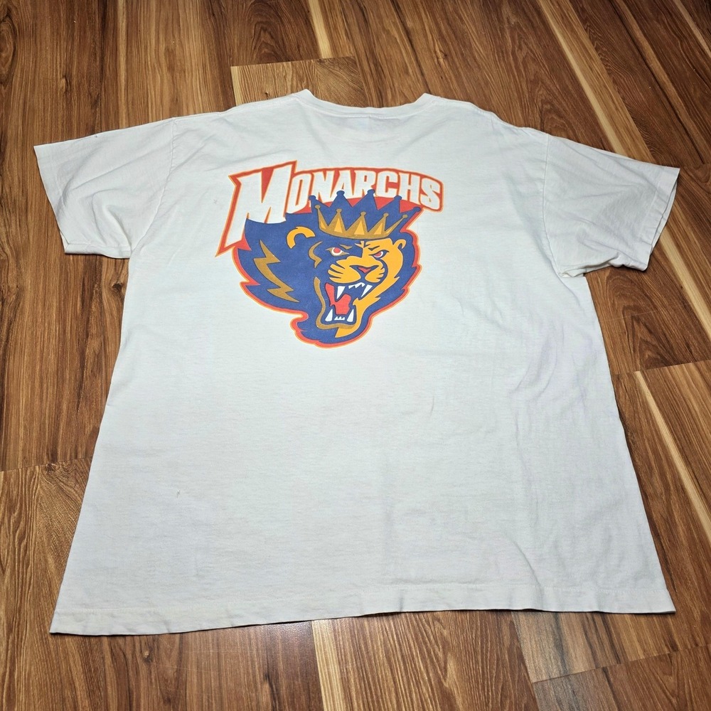Vintage Carolina Monarchs Shirt Mens XL White Graphic ECHL Hockey Delta 90s